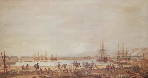 Ansicht des neuen Hafens von Toulon und des Königsgeschwaders, 1777